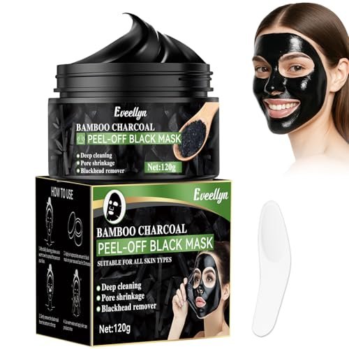 Eveellyn Blackhead Remover Mask - Bamboo Charcoal Peel Off Face Mask for Deep Cleansing, Pore Shrinking, Acne & Blackhead Removal, 120ml Avelisse
