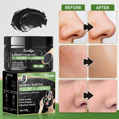 Eveellyn Blackhead Remover Mask - Bamboo Charcoal Peel Off Face Mask for Deep Cleansing, Pore Shrinking, Acne & Blackhead Removal, 120ml Avelisse