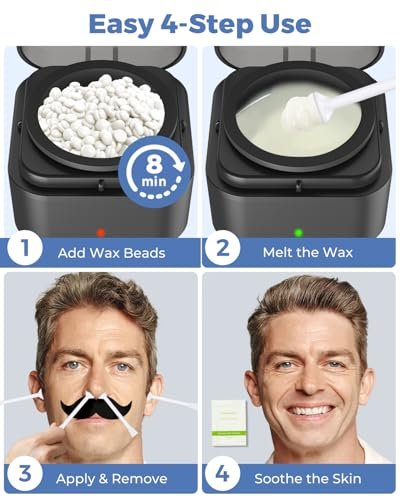 Boloye Nose Wax Kit – 100g Natural Resin Wax, 20 Sticks, Smart Temp Control, USB Fast Heat, 3-Min Hair Removal, Lasts 4-6 Weeks, Up to 15 Uses Avelisse
