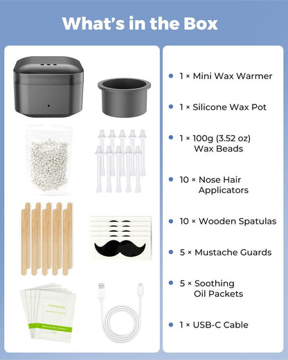 Boloye Nose Wax Kit – 100g Natural Resin Wax, 20 Sticks, Smart Temp Control, USB Fast Heat, 3-Min Hair Removal, Lasts 4-6 Weeks, Up to 15 Uses Avelisse