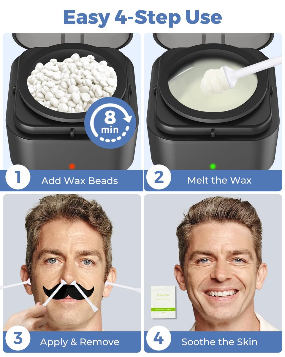 Boloye Nose Wax Kit – 100g Natural Resin Wax, 20 Sticks, Smart Temp Control, USB Fast Heat, 3-Min Hair Removal, Lasts 4-6 Weeks, Up to 15 Uses Avelisse