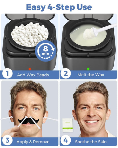 Boloye Nose Wax Kit – 100g Natural Resin Wax, 20 Sticks, Smart Temp Control, USB Fast Heat, 3-Min Hair Removal, Lasts 4-6 Weeks, Up to 15 Uses Avelisse
