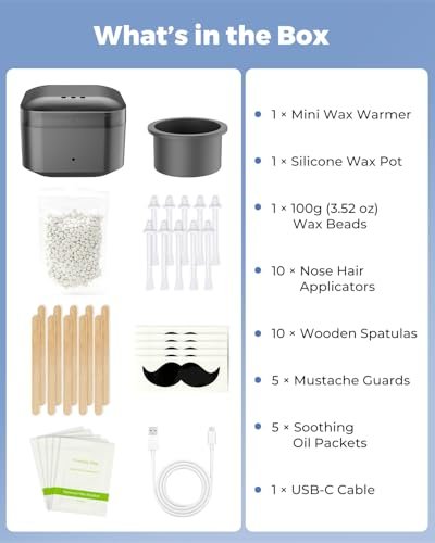 Boloye Nose Wax Kit – 100g Natural Resin Wax, 20 Sticks, Smart Temp Control, USB Fast Heat, 3-Min Hair Removal, Lasts 4-6 Weeks, Up to 15 Uses Avelisse