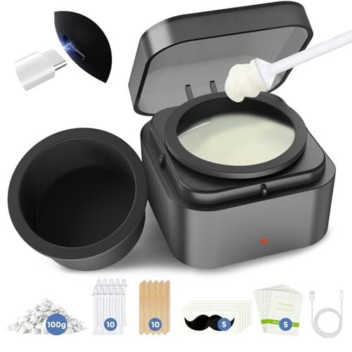 Boloye Nose Wax Kit – 100g Natural Resin Wax, 20 Sticks, Smart Temp Control, USB Fast Heat, 3-Min Hair Removal, Lasts 4-6 Weeks, Up to 15 Uses Avelisse