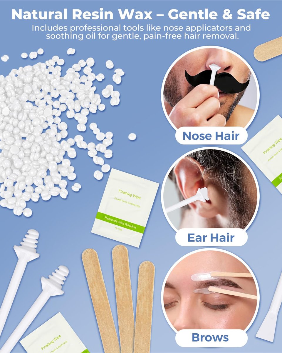 Boloye Nose Wax Kit – 100g Natural Resin Wax, 20 Sticks, Smart Temp Control, USB Fast Heat, 3-Min Hair Removal, Lasts 4-6 Weeks, Up to 15 Uses Avelisse