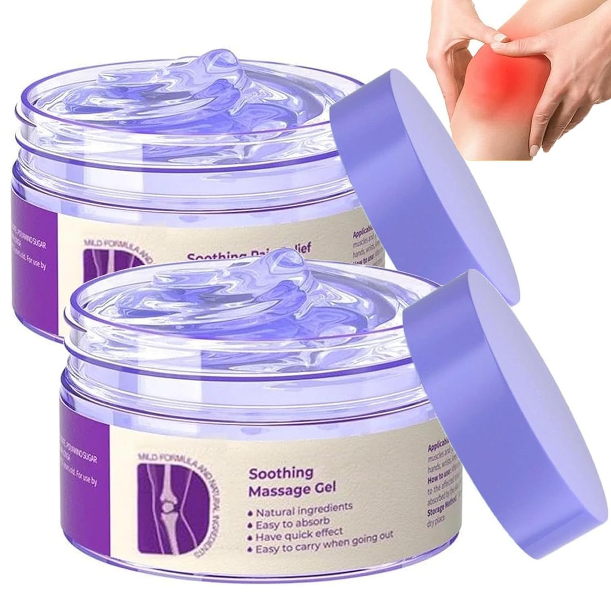 2-Pack Soothing Relief Massage Gel – Cooling Purple Joint & Muscle Gel for Knees, Lumbar, Neck, Back, Shoulders, Hands, and Feet Avelisse
