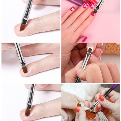 GEMSANVA 6-Piece Nail Art Brushes Set - Clean Up, Liner, Polish & Extension Gel Brush for DIY Manicure Tools - görsel 8