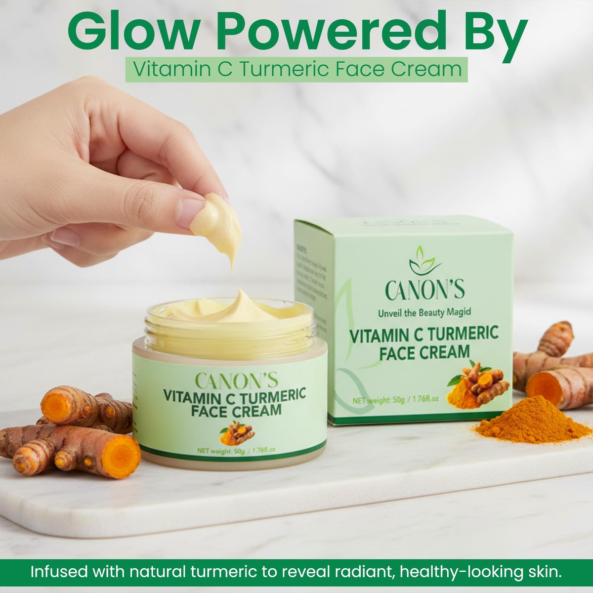 Canon’s Beauty Collection Lightweight Vitamin C Turmeric Face Cream – Daily Hydration Moisturizer, Fast Absorbing, Non-Greasy Feel – 1.76 fl oz - görsel 15