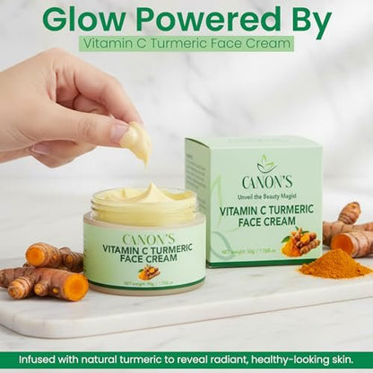 Canon’s Beauty Collection Lightweight Vitamin C Turmeric Face Cream – Daily Hydration Moisturizer, Fast Absorbing, Non-Greasy Feel – 1.76 fl oz