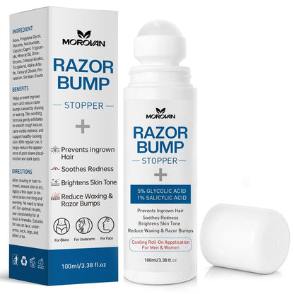 Razor Bumps & Ingrown Hair Treatment – Smoothing Solution for Body, Beard & Bikini Area – Post Waxing & After Shaving Serum for Women & Men