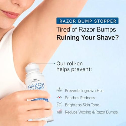 Razor Bumps & Ingrown Hair Treatment – Smoothing Solution for Body, Beard & Bikini Area – Post Waxing & After Shaving Serum for Women & Men