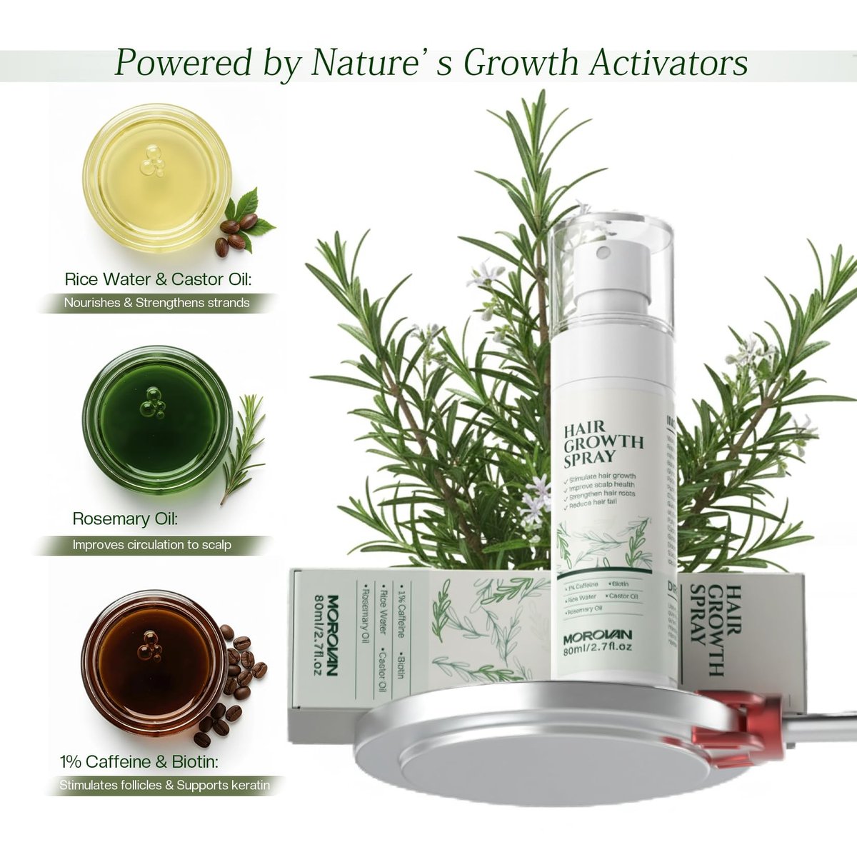 Morovan Hair Growth Spray for Scalp - Batana & Castor Oil Hair Loss Treatment, 2.7 fl oz - görsel 9
