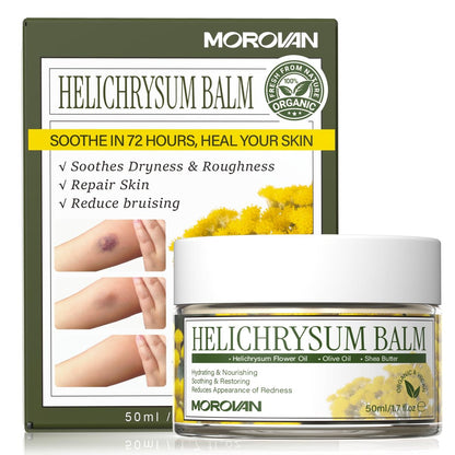 Morovan Elderly Bruise Balm with Helichrysum - Multi-Purpose Skin Balm for Bruises, Veins, Burns & Redness, Promotes Healing & Circulation for Men & Women, 1.71 Fl Oz