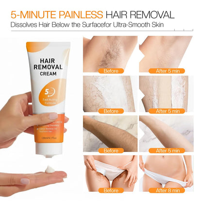 Morovan Hair Removal Cream 4.1 Oz – Fast Acting Depilatory Cream for Women & Men, Painless Smooth Skin on Legs, Arms, Bikini Line at Home