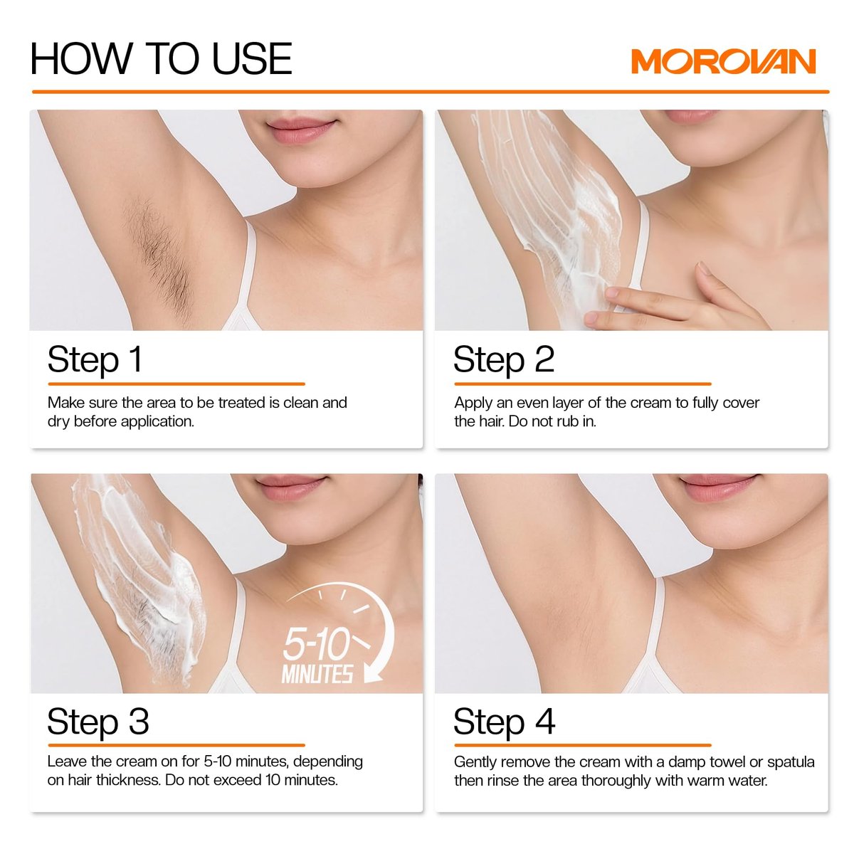 Morovan Hair Removal Cream 4.1 Oz – Fast Acting Depilatory Cream for Women & Men, Painless Smooth Skin on Legs, Arms, Bikini Line at Home - görsel 11