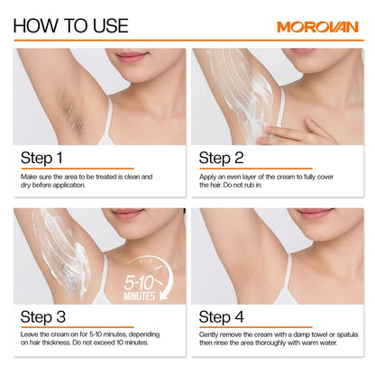Morovan Hair Removal Cream 4.1 Oz – Fast Acting Depilatory Cream for Women & Men, Painless Smooth Skin on Legs, Arms, Bikini Line at Home