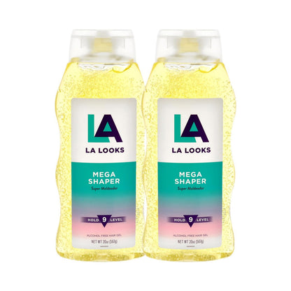 L.A. Looks Mega Shaper Hair Gel - Mega Level 9 Hold - Non-Sticky, Alcohol-Free, No Flaking - 2 Pack (10 fl oz each) Avelisse