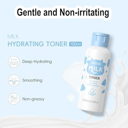 Vienflona Milk Skincare Set for Kids & Teens - 12 in 1 Moisturizing & Gentle Face Care Kit for Girls 8-12, Birthday Gift Avelisse