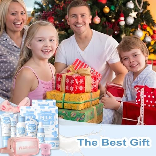 Vienflona Milk Skincare Set for Kids & Teens - 12 in 1 Moisturizing & Gentle Face Care Kit for Girls 8-12, Birthday Gift Avelisse