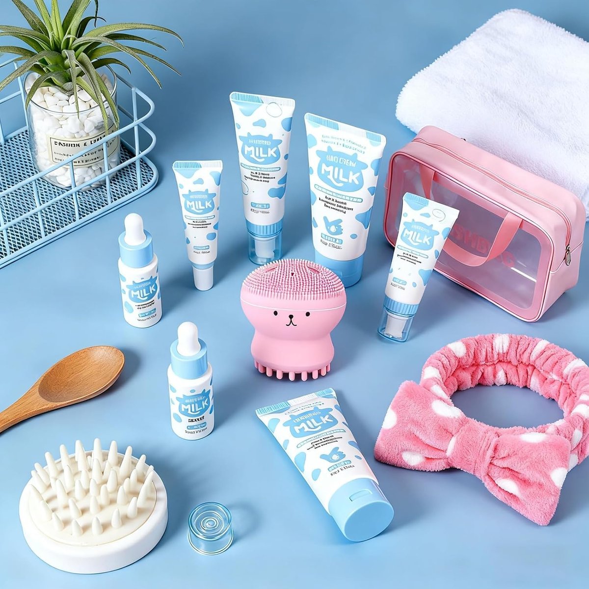 Vienflona Milk Skincare Set for Kids & Teens - 12 in 1 Moisturizing & Gentle Face Care Kit for Girls 8-12, Birthday Gift Avelisse