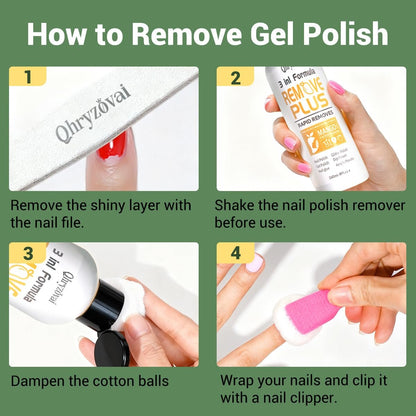 Qhryzoval Acetone Nail Polish Remover - Professional Soak Off Gel & Glue Remover with Mango Oil, 8 Fl Oz