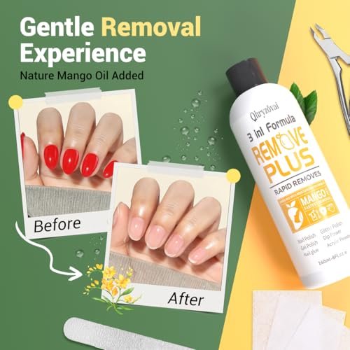 Qhryzoval Acetone Nail Polish Remover - Professional Soak Off Gel & Glue Remover with Mango Oil, 8 Fl Oz - görsel 8