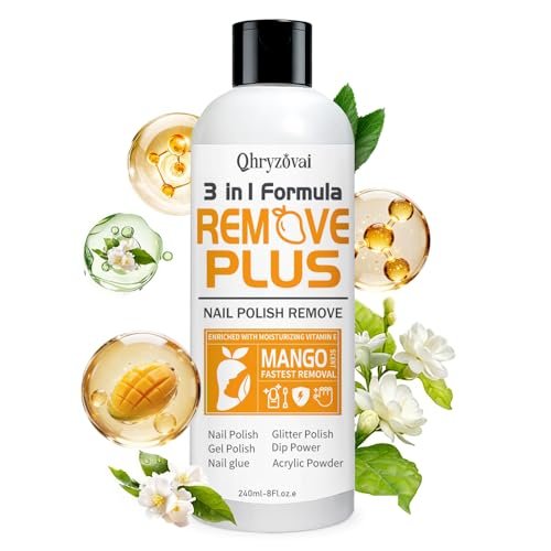 Qhryzoval Acetone Nail Polish Remover - Professional Soak Off Gel & Glue Remover with Mango Oil, 8 Fl Oz - görsel 2