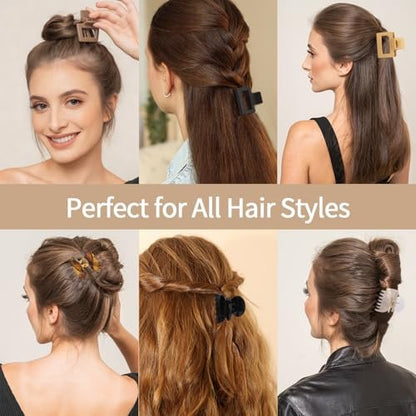 SUTHIA Medium Hair Clips for Women Girls - 12 Pack, 2 Inch Small Claw Clips for Thin, Fine, Short, Medium, Curly & Thick Hair - Non Slip Rectangle & Double Row Teeth - Classic Neutral Hair Accessories