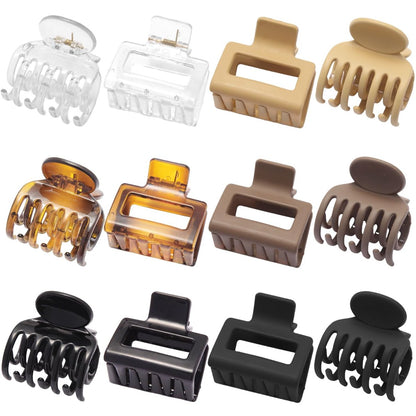 SUTHIA Medium Hair Clips for Women Girls - 12 Pack, 2 Inch Small Claw Clips for Thin, Fine, Short, Medium, Curly & Thick Hair - Non Slip Rectangle & Double Row Teeth - Classic Neutral Hair Accessories