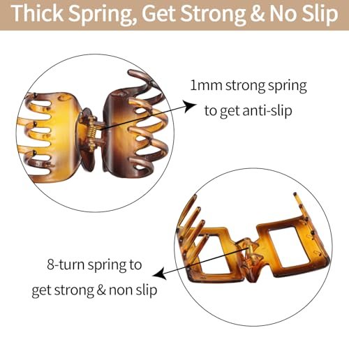 SUTHIA Medium Hair Clips for Women Girls - 12 Pack, 2 Inch Small Claw Clips for Thin, Fine, Short, Medium, Curly & Thick Hair - Non Slip Rectangle & Double Row Teeth - Classic Neutral Hair Accessories - görsel 10