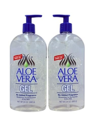 Aloe Vera Gel (24 oz) Pack of 2 – Pure, Stabilized Aloe Vera for Face, Hair & Body – Soothing Sunburn Relief, Hydration & Skin Repair – No Added Colors or Fragrances Avelisse