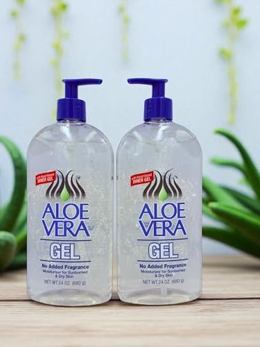 Aloe Vera Gel (24 oz) Pack of 2 – Pure, Stabilized Aloe Vera for Face, Hair & Body – Soothing Sunburn Relief, Hydration & Skin Repair – No Added Colors or Fragrances Avelisse