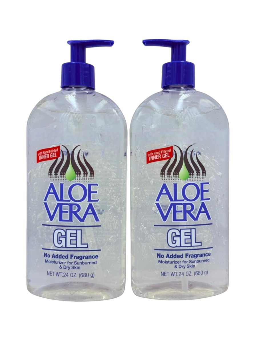 Aloe Vera Gel (24 oz) Pack of 2 – Pure, Stabilized Aloe Vera for Face, Hair & Body – Soothing Sunburn Relief, Hydration & Skin Repair – No Added Colors or Fragrances Avelisse