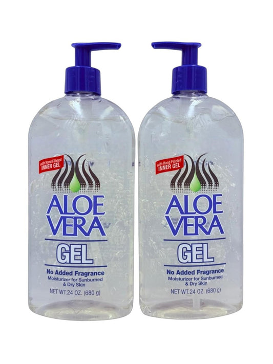 Aloe Vera Gel (24 oz) Pack of 2 – Pure, Stabilized Aloe Vera for Face, Hair & Body – Soothing Sunburn Relief, Hydration & Skin Repair – No Added Colors or Fragrances Avelisse