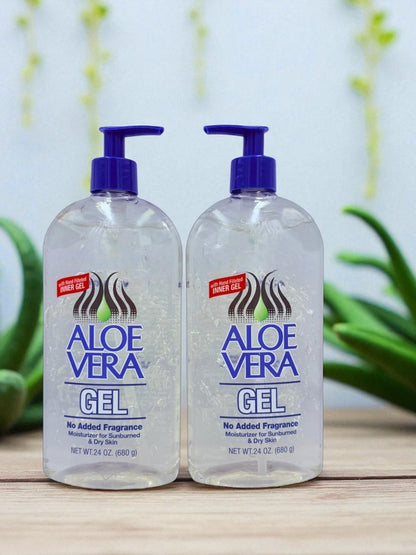 Aloe Vera Gel (24 oz) Pack of 2 – Pure, Stabilized Aloe Vera for Face, Hair & Body – Soothing Sunburn Relief, Hydration & Skin Repair – No Added Colors or Fragrances Avelisse