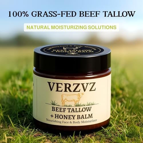 Beef Tallow for Skin and Face – Tallow and Honey Balm Moisturizer, 100% Grass-Fed Beef Tallow with Raw Organic Honey, Beeswax, Olive Oil & Vitamin E – Deep Hydration – Proudly Made in USA – 2oz Avelisse