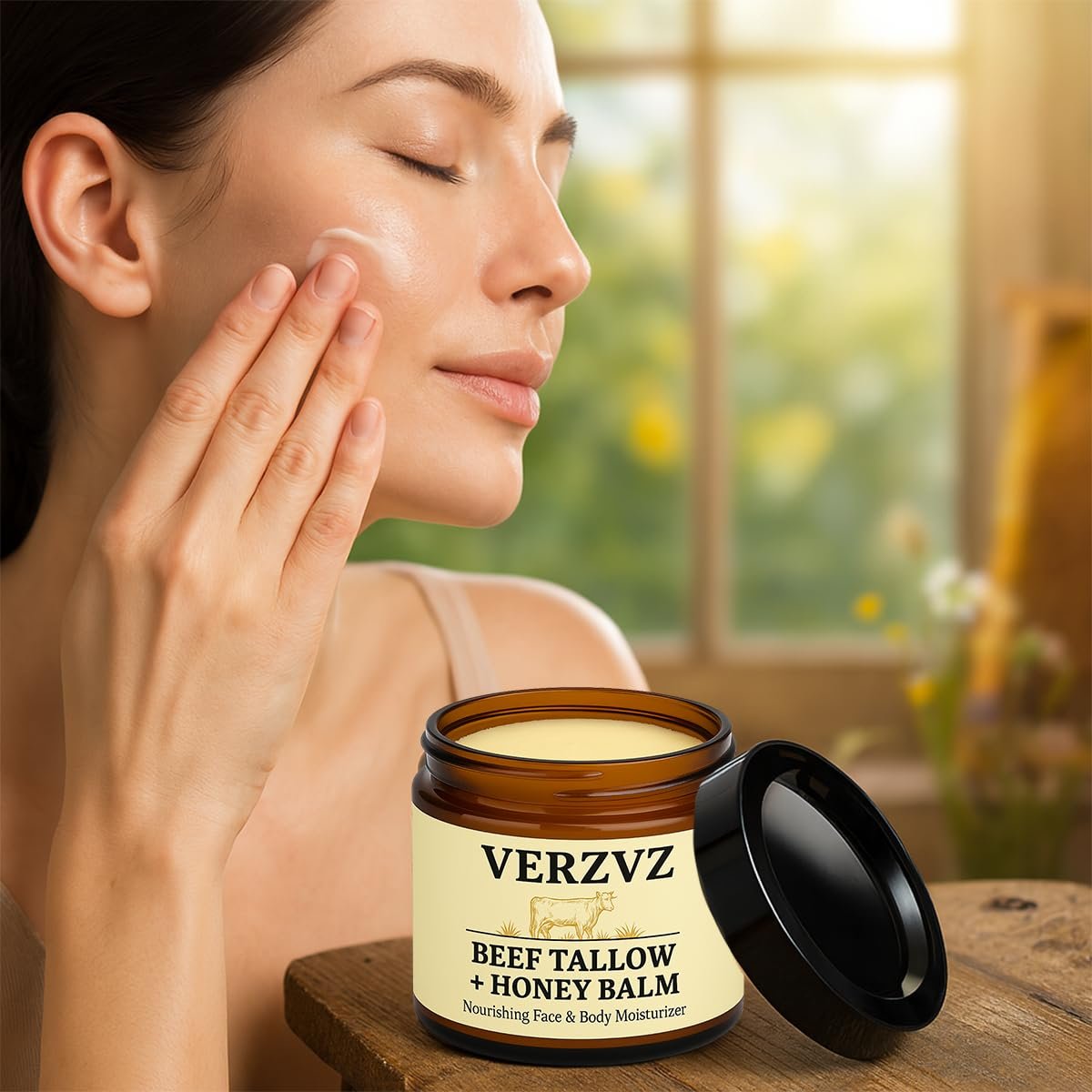 Beef Tallow for Skin and Face – Tallow and Honey Balm Moisturizer, 100% Grass-Fed Beef Tallow with Raw Organic Honey, Beeswax, Olive Oil & Vitamin E – Deep Hydration – Proudly Made in USA – 2oz Avelisse