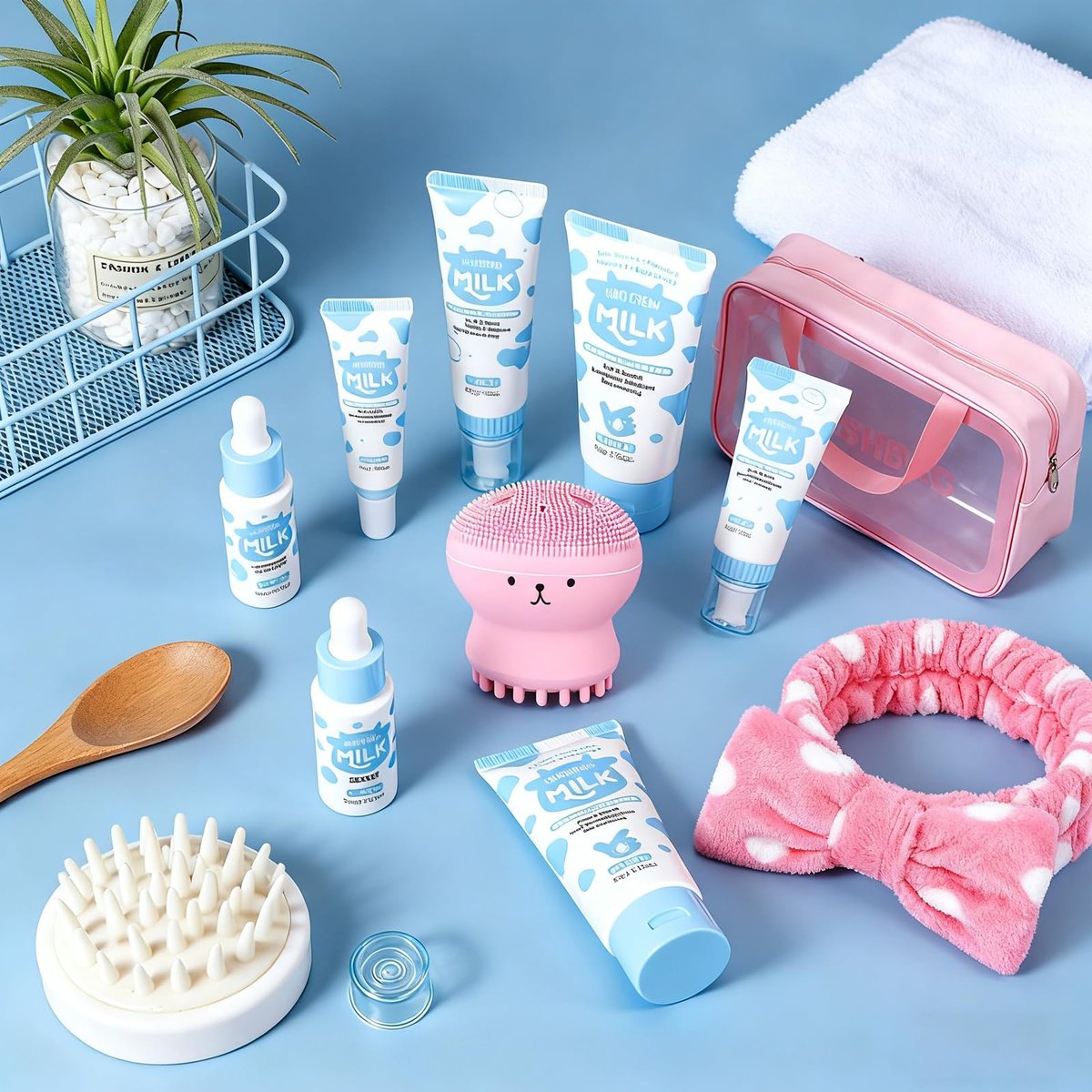 12PCS Milk Skin Care Set for Kids & Teens – 12-in-1 Moisturizing Skincare for Girls 10-12, Face Care Kit for Ages 8-12, Birthday Gifts for Girls, Teacher & Mother's Day Gift Avelisse