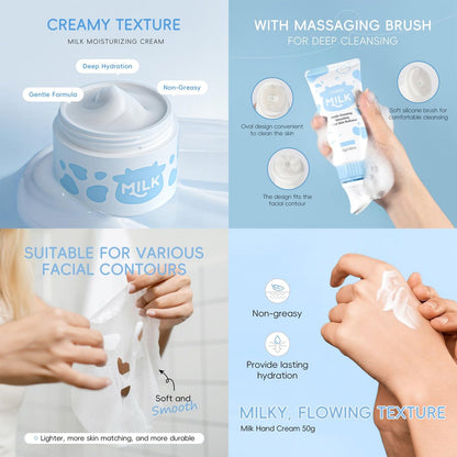 12PCS Milk Skin Care Set for Kids & Teens – 12-in-1 Moisturizing Skincare for Girls 10-12, Face Care Kit for Ages 8-12, Birthday Gifts for Girls, Teacher & Mother's Day Gift Avelisse