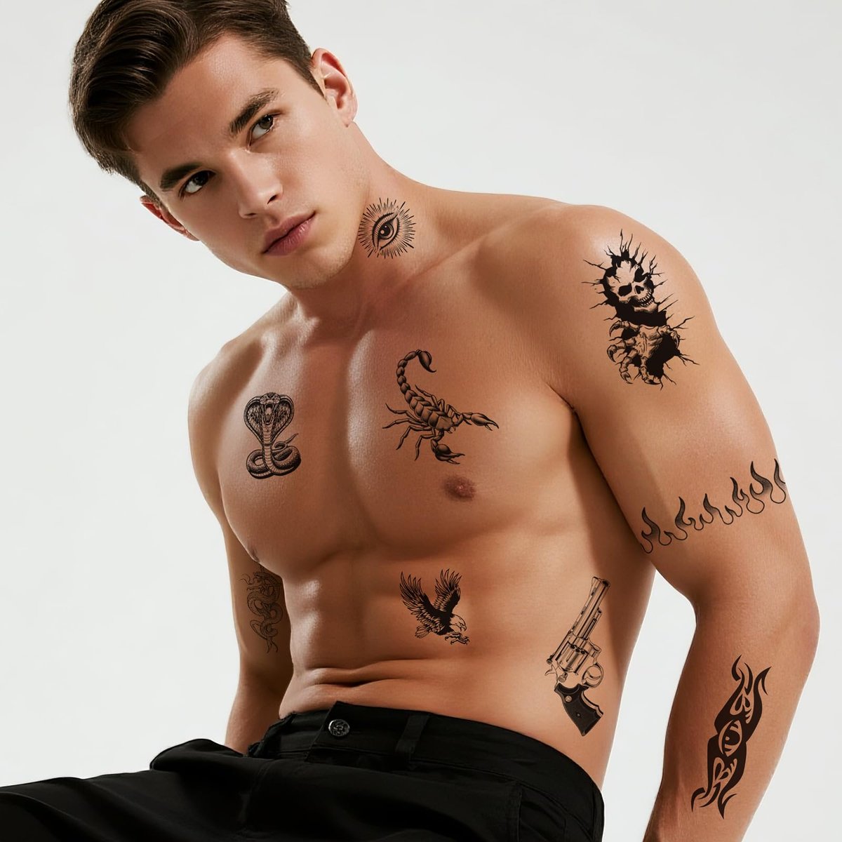 Barbed Wire Temporary Tattoo - No Ragrets Halloween Costume Tattoo Stickers for Adults Men Women - görsel 5
