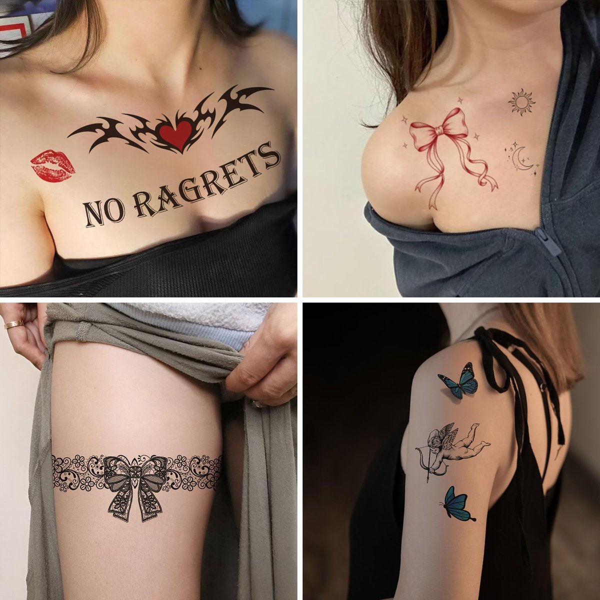 Barbed Wire Temporary Tattoo - No Ragrets Halloween Costume Tattoo Stickers for Adults Men Women - görsel 7