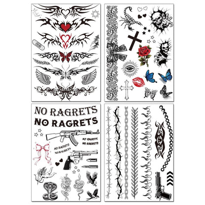 Barbed Wire Temporary Tattoo - No Ragrets Halloween Costume Tattoo Stickers for Adults Men Women