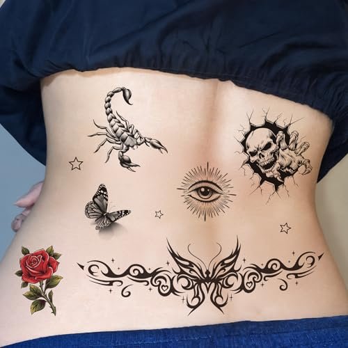 Barbed Wire Temporary Tattoo - No Ragrets Halloween Costume Tattoo Stickers for Adults Men Women - görsel 4