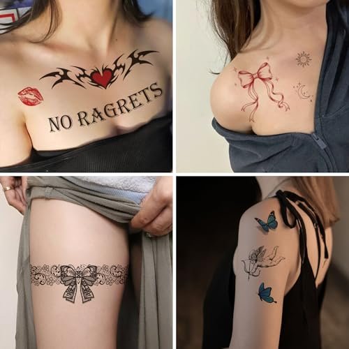 Barbed Wire Temporary Tattoo - No Ragrets Halloween Costume Tattoo Stickers for Adults Men Women - görsel 8