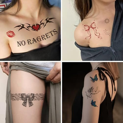 Barbed Wire Temporary Tattoo - No Ragrets Halloween Costume Tattoo Stickers for Adults Men Women