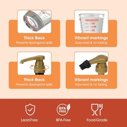 Aieve Shot Glass Set Compatible with MaryRuth's Liquid Multivitamin 30 fl oz Bottle - Measuring Cups with Ounce Pump Dispenser