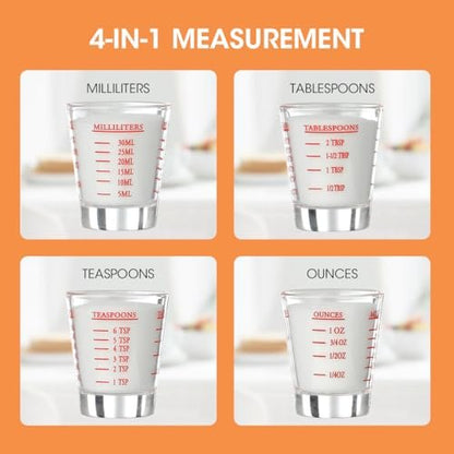 Aieve Shot Glass Set Compatible with MaryRuth's Liquid Multivitamin 30 fl oz Bottle - Measuring Cups with Ounce Pump Dispenser