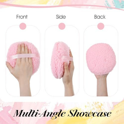 Ouligay Large 6-Inch Powder Puff for Body – Soft, Washable Dusting Puff for Men & Women (Pink)