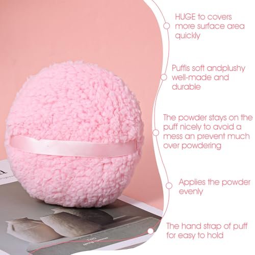 Ouligay Large 6-Inch Powder Puff for Body – Soft, Washable Dusting Puff for Men & Women (Pink) - görsel 12