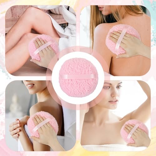 Ouligay Large 6-Inch Powder Puff for Body – Soft, Washable Dusting Puff for Men & Women (Pink) - görsel 8